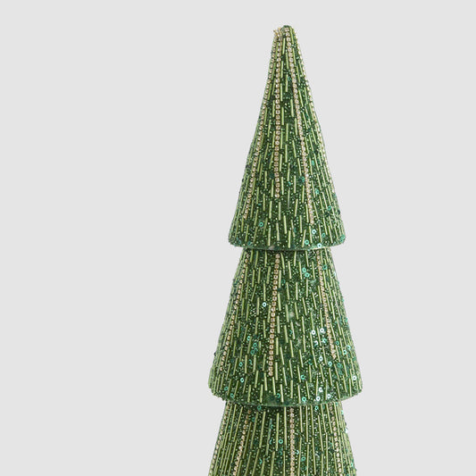 Ansance Tiered Beaded Cone Tree Medium Green