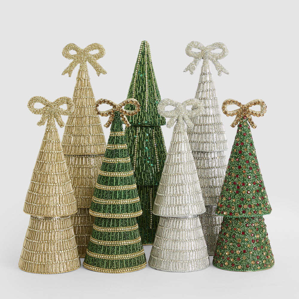 Ansance Tiered Beaded Cone Tree Medium Green