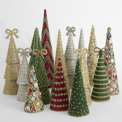 Ansance Tiered Beaded Cone Tree Medium Green