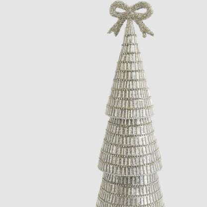 Tiffany Bugle Bead Tiered Cone Tree Large Silver