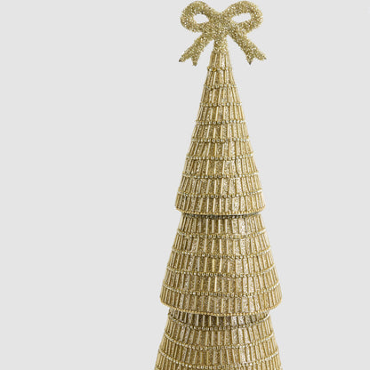 Tiffany Bugle Bead Tiered Cone Tree Large Gold