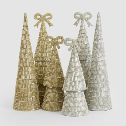 Tiffany Bugle Bead Tiered Cone Tree Large Gold