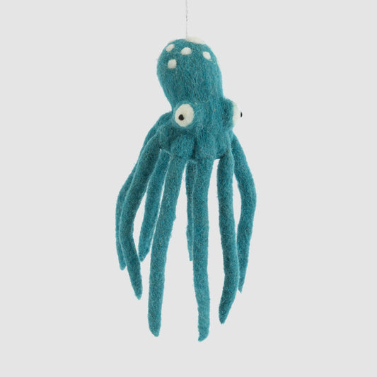 Averil the Octopus Hanging Decoration Teal Green