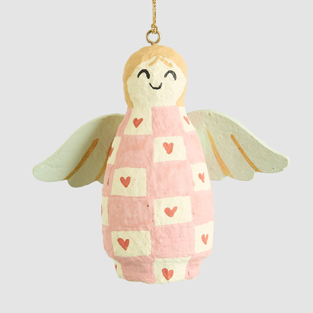 Mache Angel Hanging Decoration Pink Square
