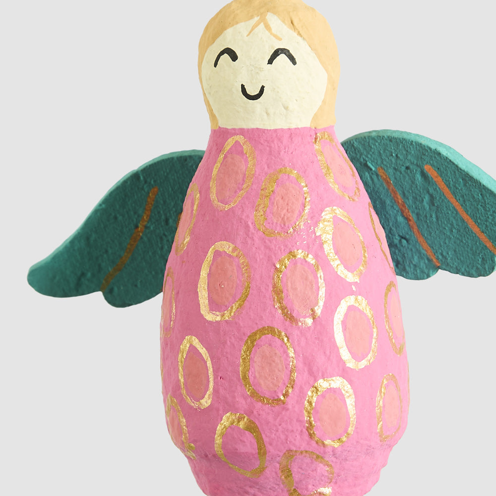 Mache Angel Hanging Decoration Hot Pink
