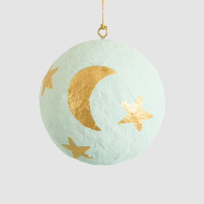 Mache Bauble Celestial Stars Light Blue