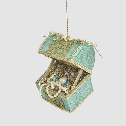 Treasure Chest Hanging Tree Decoration Teal Green