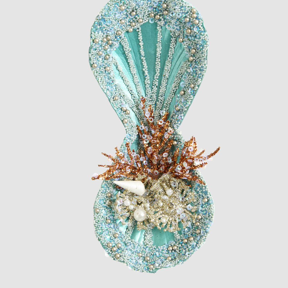 Oyster Shell Hanging Tree Decoration Teal