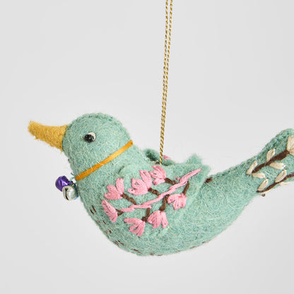 Felt Dove Hanging Decoration Green