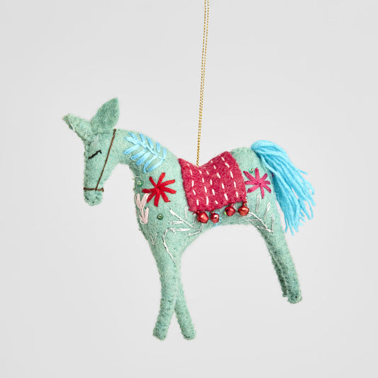 Paso Felt Horse Hanging Decoration Blue