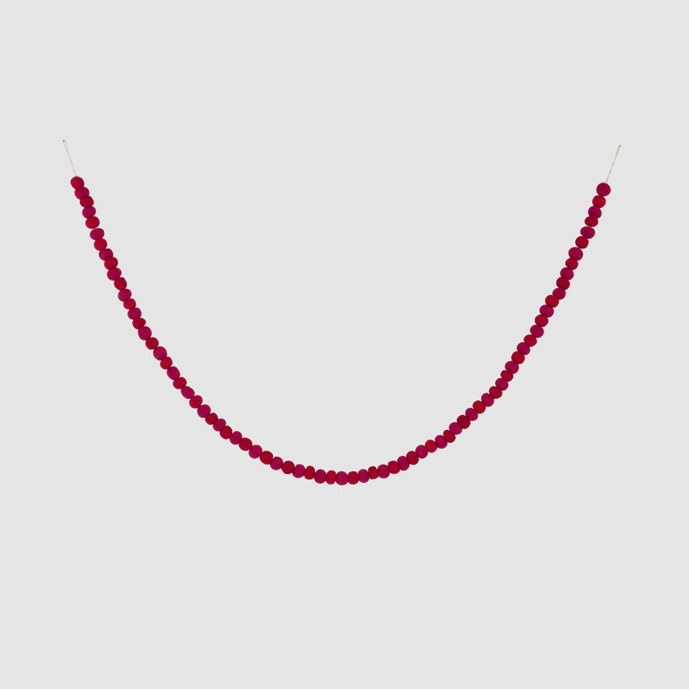 Felt Pompom Garland Red & Fuchsia