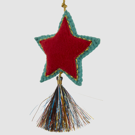 Shasa Tasselled Star Decoration Red Multi