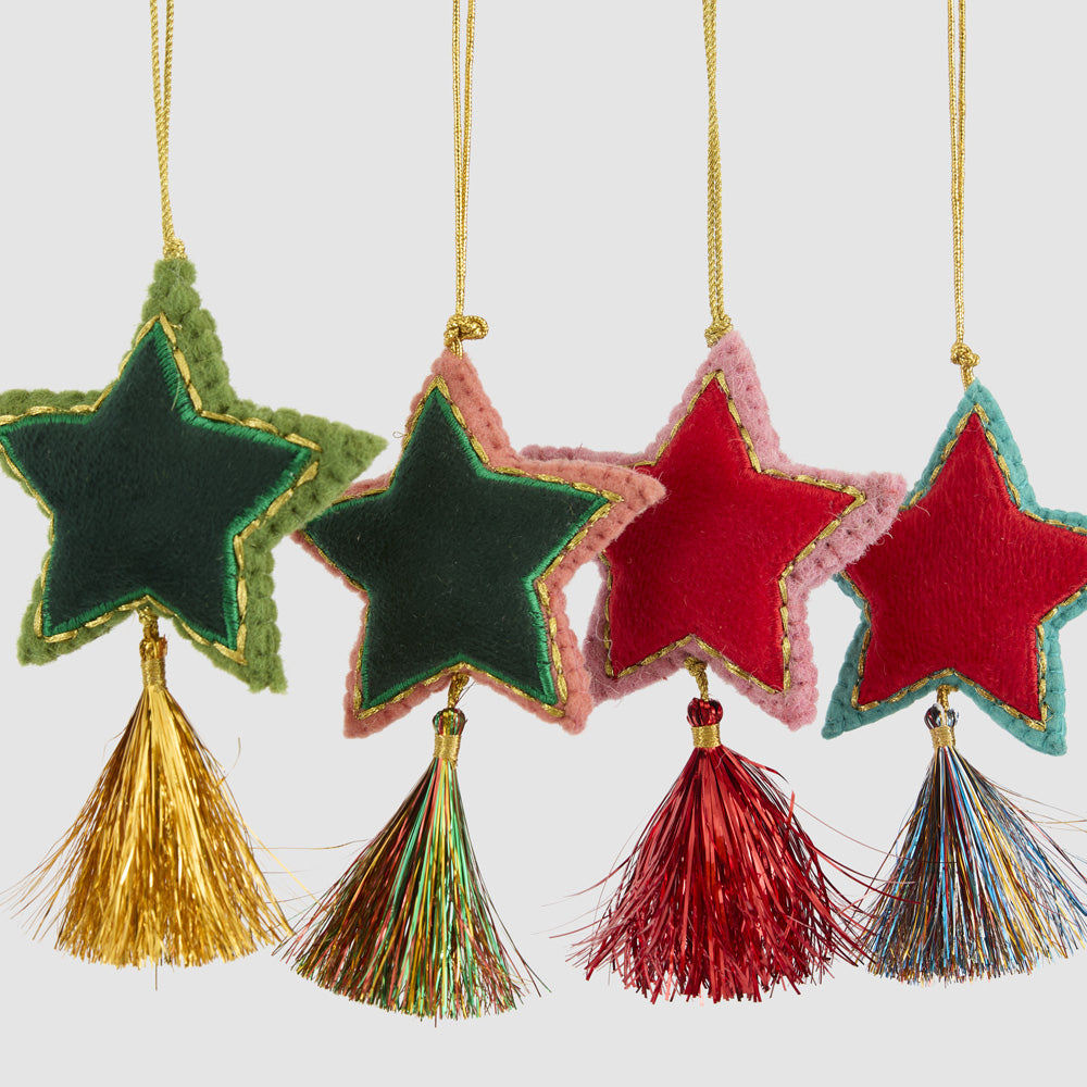 Shasa Tasselled Star Decoration Red Multi