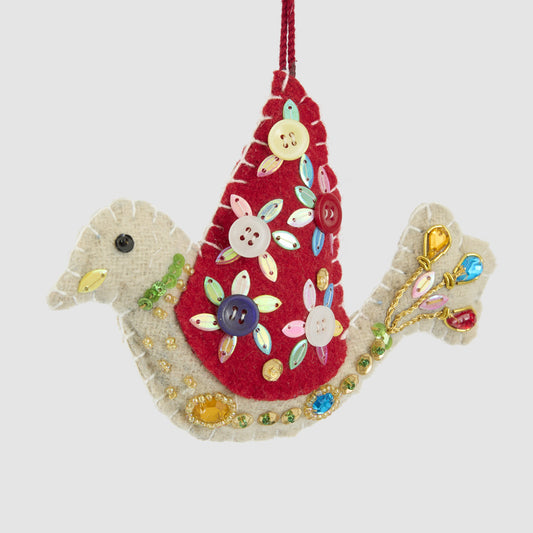 Medina Embroidered Bird Decoration Red