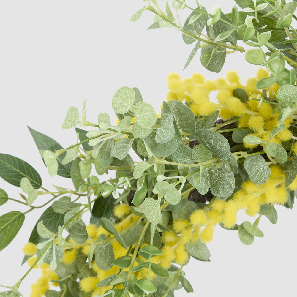 Wattle Eucalyptus Leaf Wreath 55cm