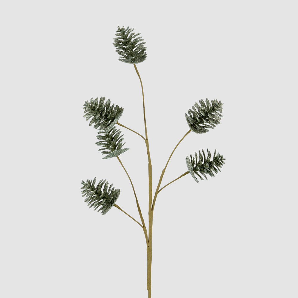 Glitter Pinecone Spray Green