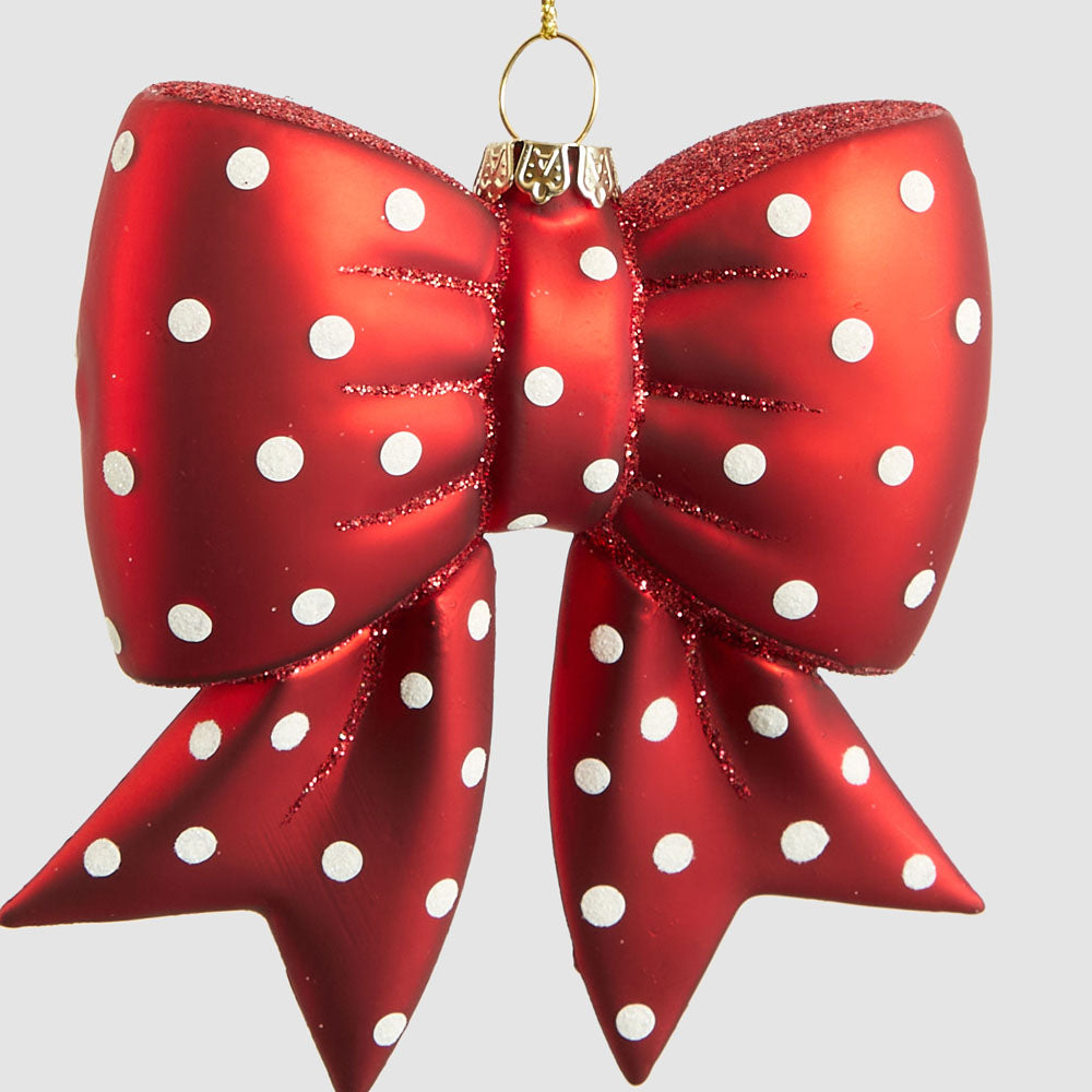 Spotty Bow Glass Tree Decoration