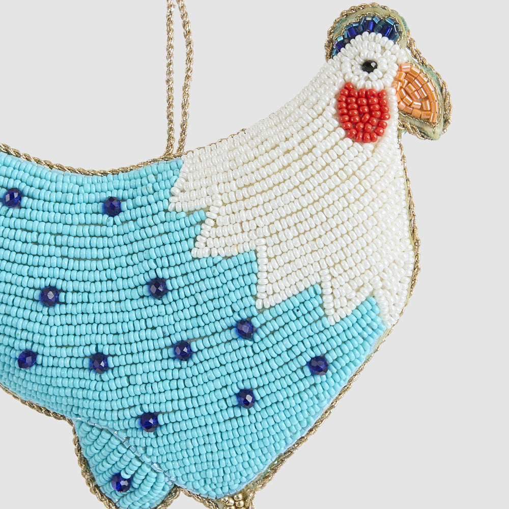 Positano Hen Hanging Decoration Blue