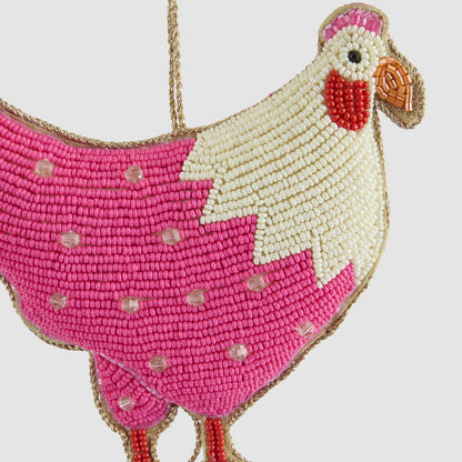 Positano Hen Hanging Decoration Pink