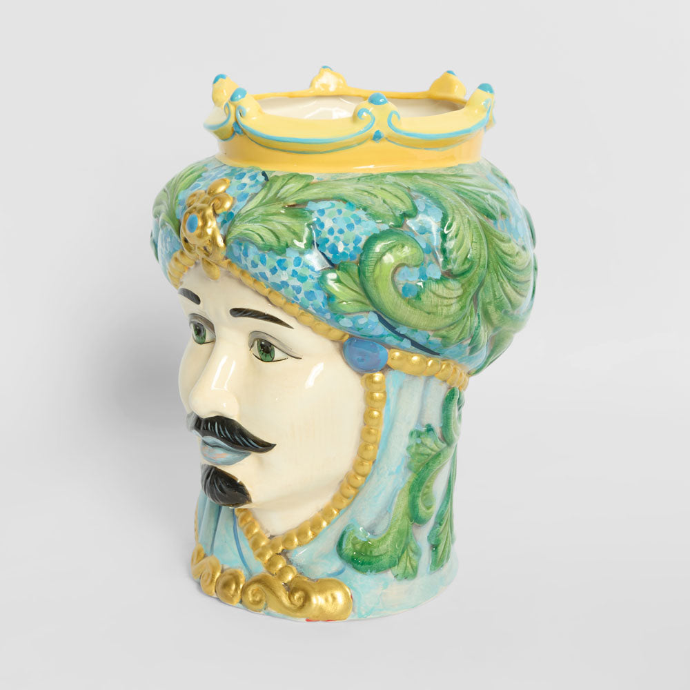 Sicilian Golden King Moro Head Ceramic Vase