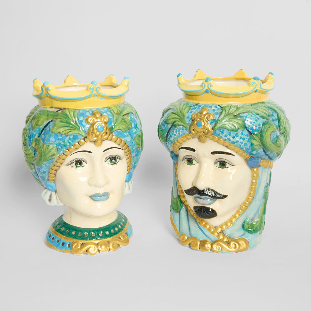 Sicilian Golden King Moro Head Ceramic Vase