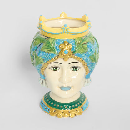 Sicilian Golden Queen Moro Head Ceramic Vase