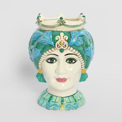 Sicilian Azure Queen Moro Head Ceramic Vase