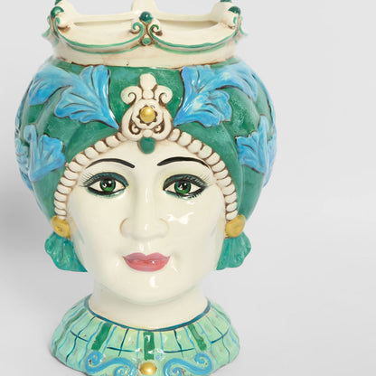 Sicilian Azure Queen Moro Head Ceramic Vase