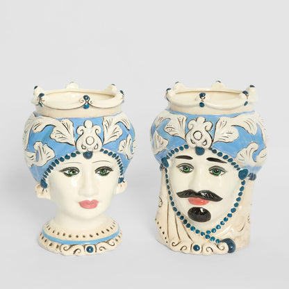 Sicilian Cobalt Queen Moro Head Ceramic Vase