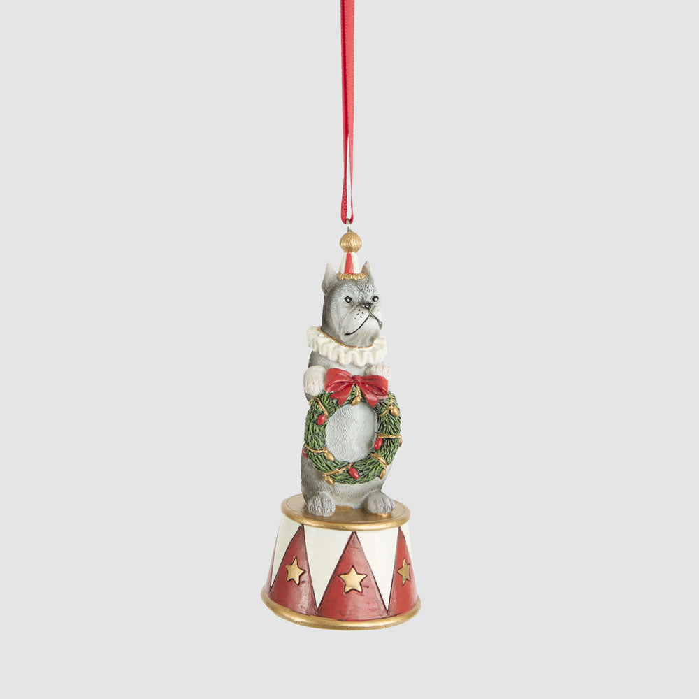 Alfie Circus Dog w. Wreath Decoration