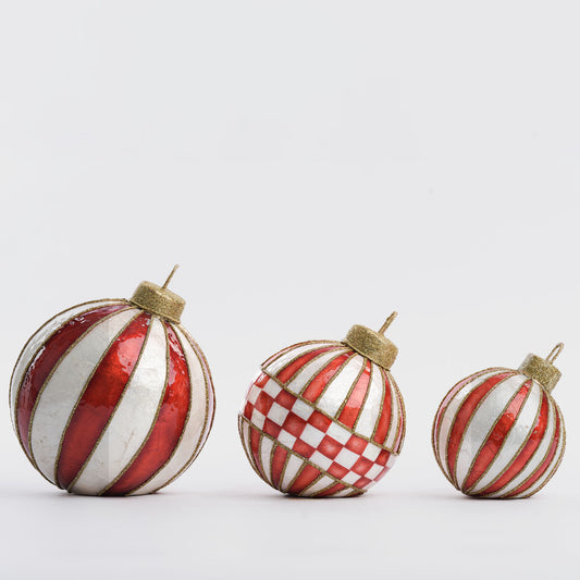 Capiz Bauble Trio Table Decor Red