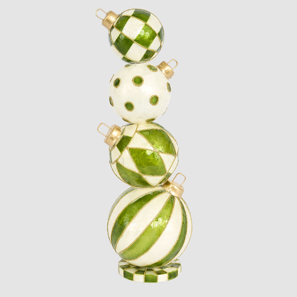 Bauble Stack Green Capiz Bauble Stack Table Decor – Florabelle Living