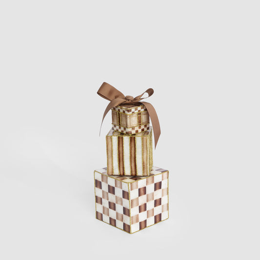 Checker Capiz Gift Stack Navy