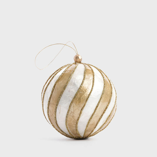Swirl Hand Painted Capiz Bauble Gold
