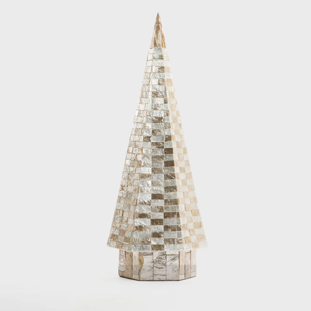 Capiz Check Cone Tree Gold