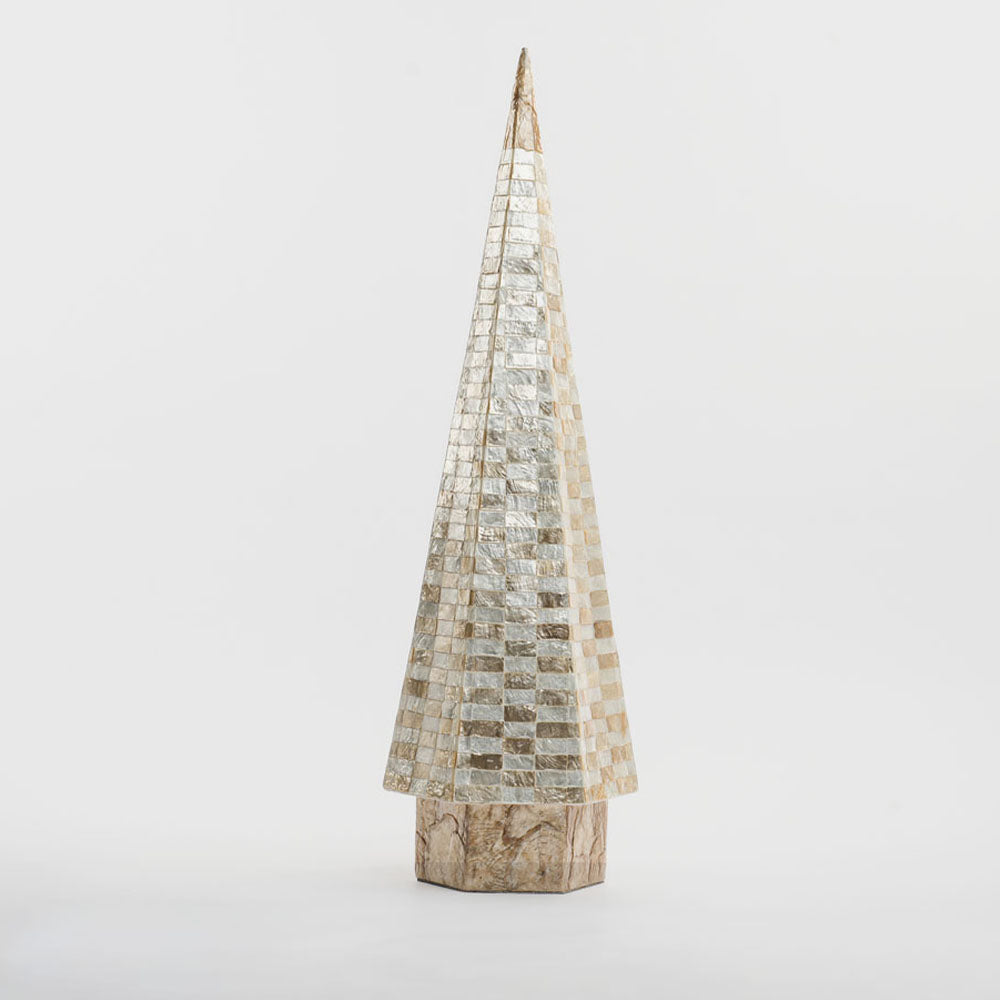 Capiz Tall Check Cone Tree Gold