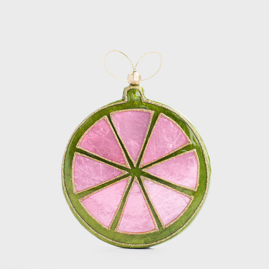 Handpainted Capiz Fruit Slice Pink