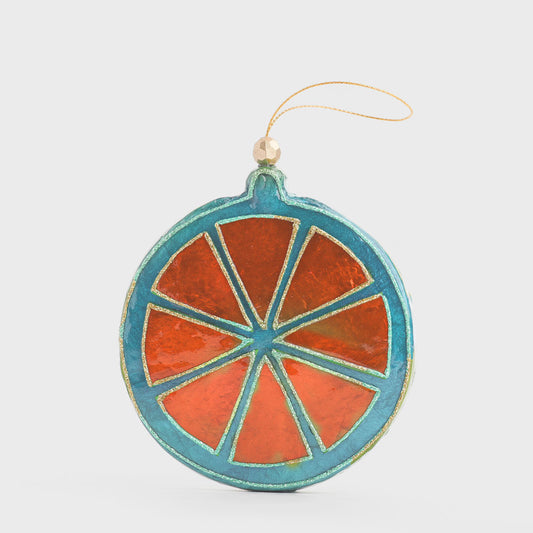 Handpainted Capiz Fruit Slice Orange