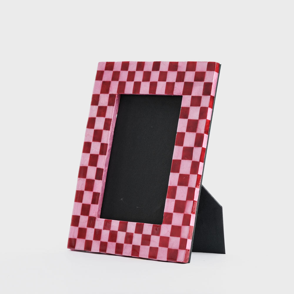 Checker Picture Frame Checker Photo Frame Red & Pink Small | Vixen & Velvet – Florabelle Living