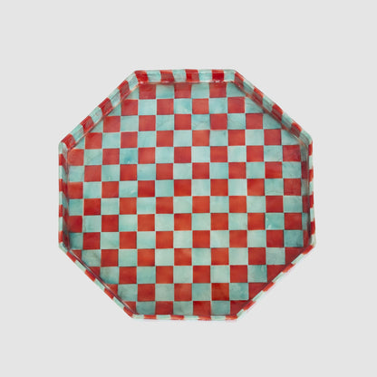 Checker Cake Stand Red & Green Small