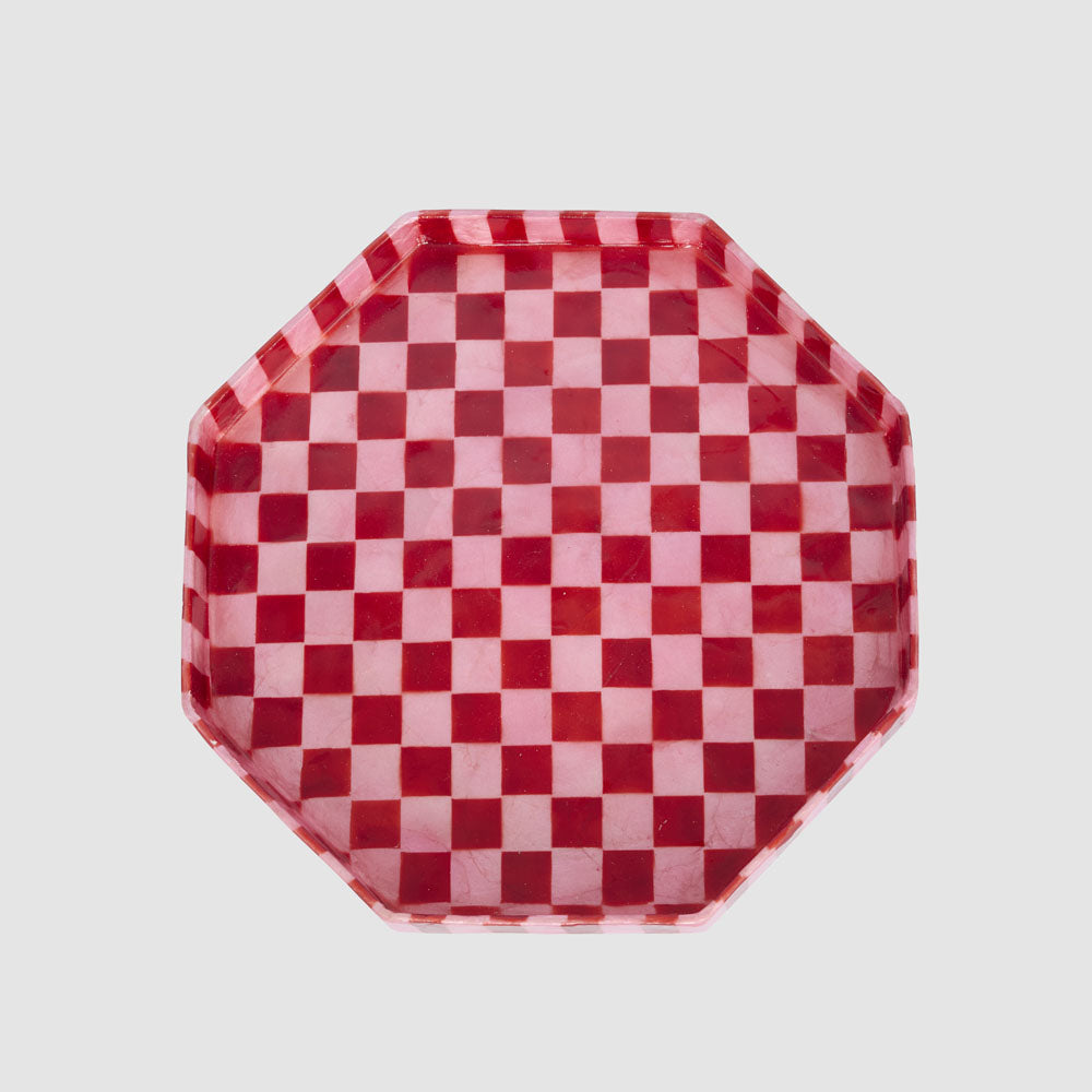 Checker Cake Stand Red & Pink Small