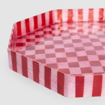 Checker Cake Stand Red & Pink Large
