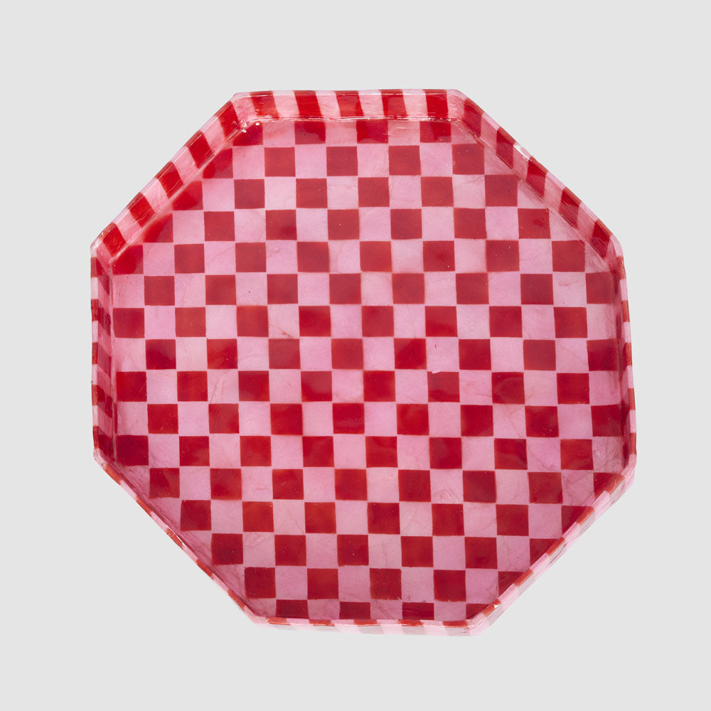 Checker Cake Stand Red & Pink Large