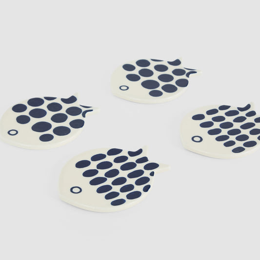 Nautical Ceramic Fish Coasters Set of 4