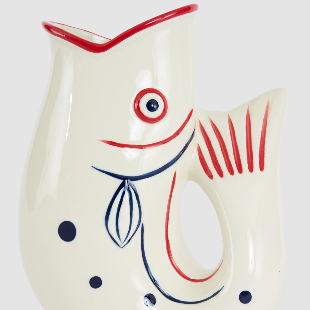 Nautical Ceramic Fish Vase Red Lips