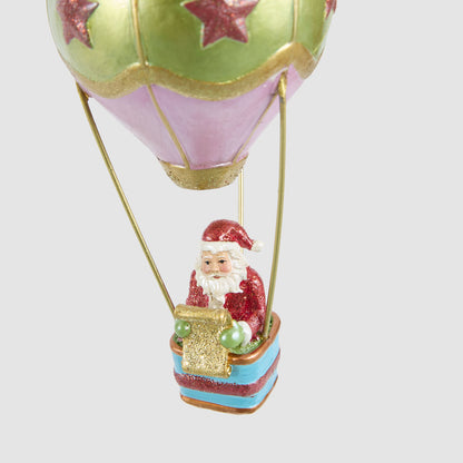 Metallic Hot Air Balloon Santa List Decoration
