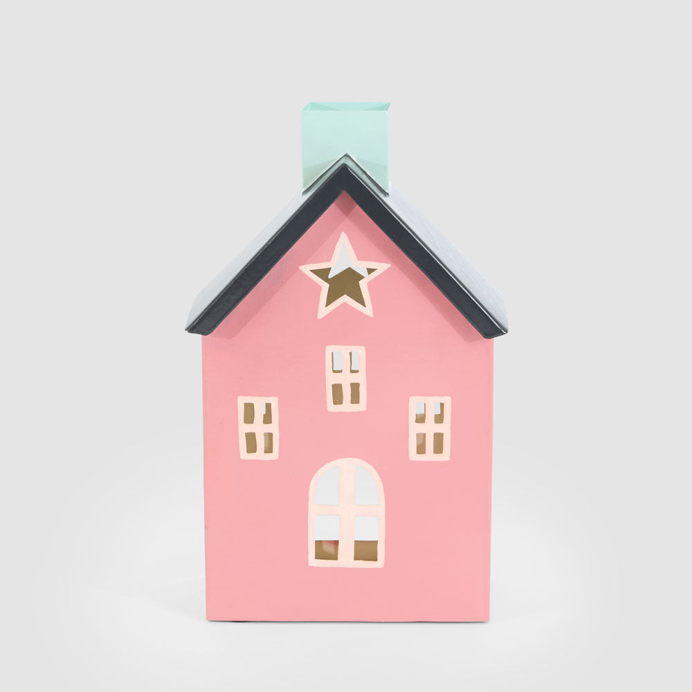 Hand Painted Metal Pink Cottage