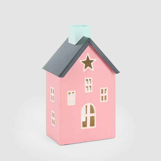 Hand Painted Metal Pink Cottage