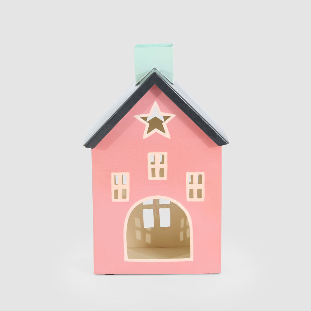 Hand Painted Metal Pink Cottage