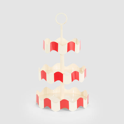 3 Tier Stand Red & White